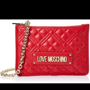 Love Moschino Red Quilted Crossbody with Gold Chain Detail